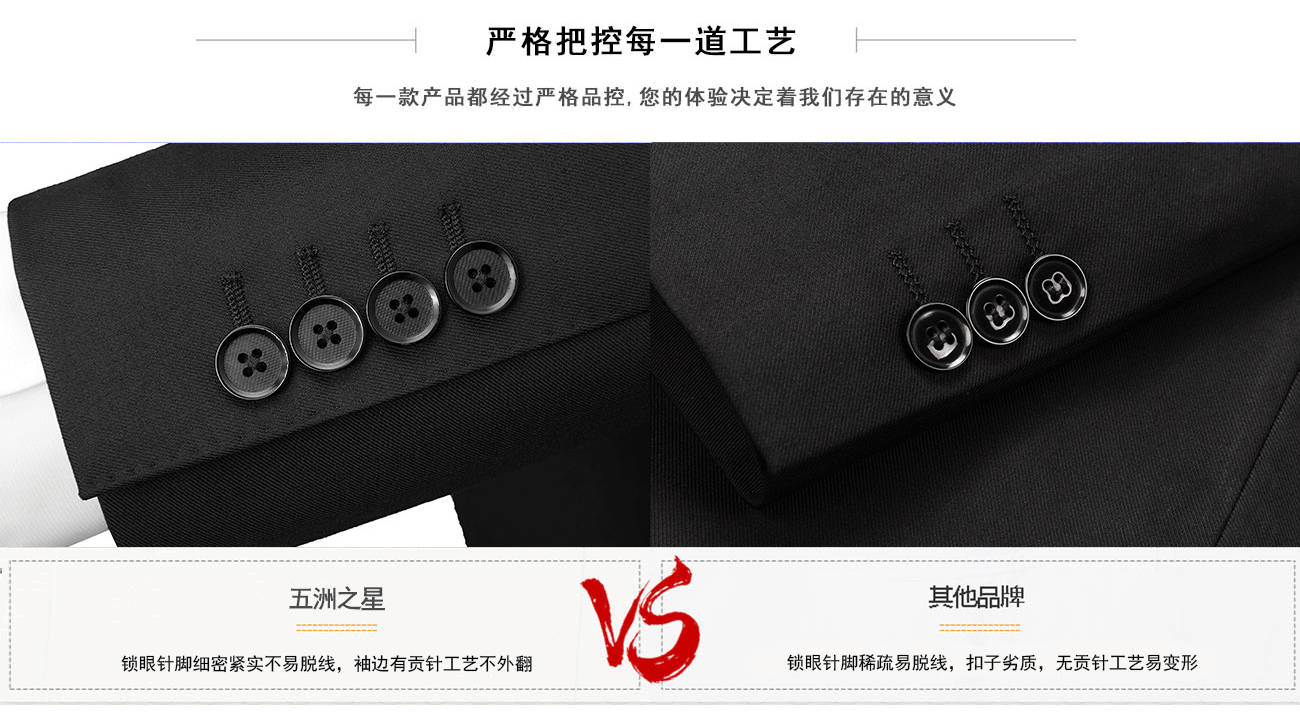 职业西服半身裙-五洲之星纽扣工艺对比