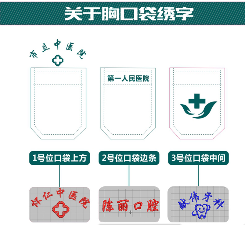 医院医生长袖白大褂印制logo效果图展示